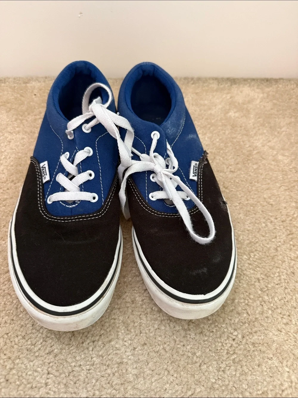 Vans Kids Low-Top Lace-Up Sneakers in Black and Blue boys size 6